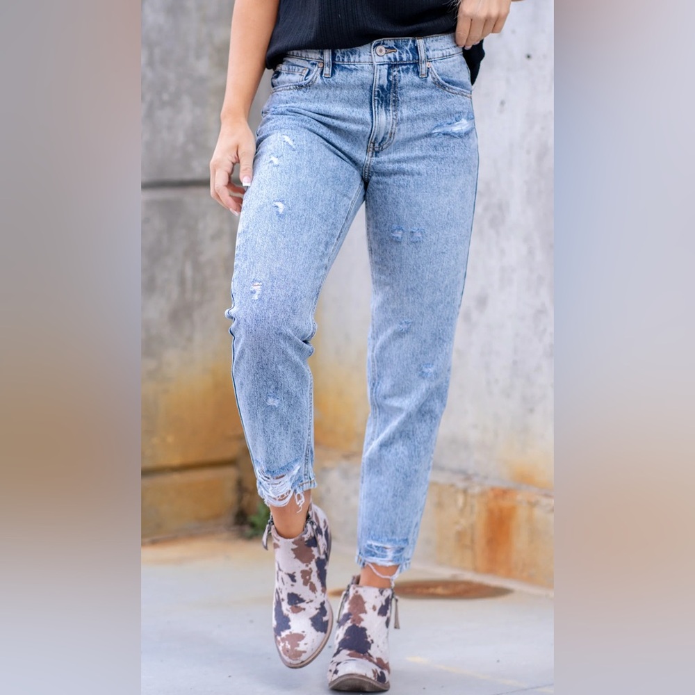 KanCan Mystic Distressed High Rise Ankle Mom Jeans Size 3X